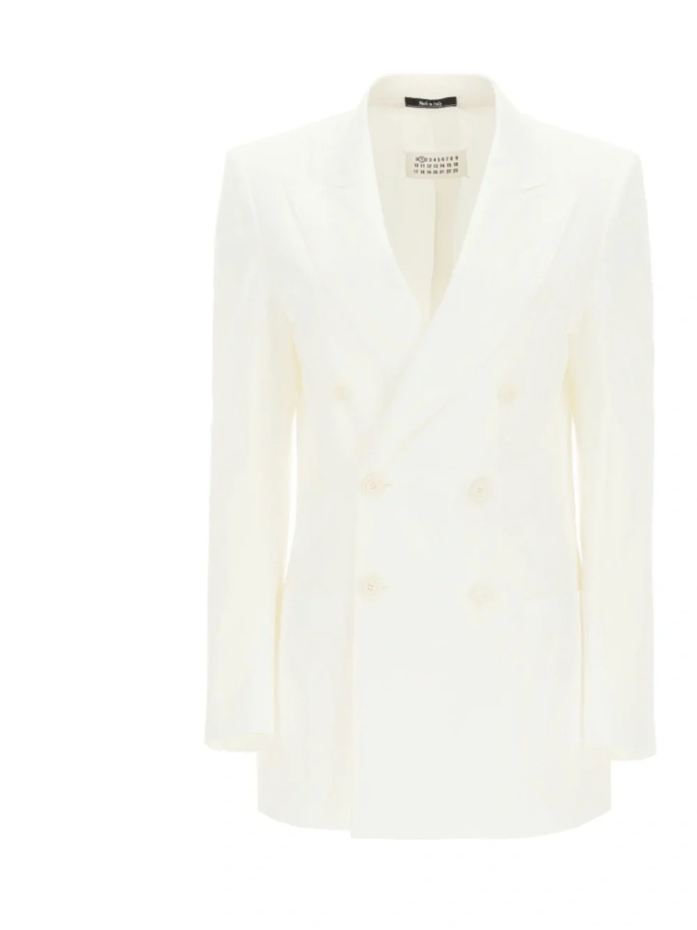 Maison Margiela Double-Breasted White Blazer with Padded Shoulders